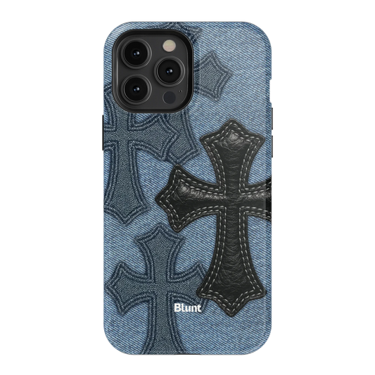 Denim Black Cross iPhone Case