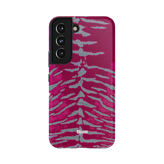 Berry Veins Samsung Case: striking pink and gray lines resembling animal fur texture