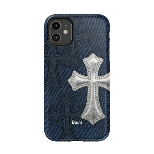 Silver Denim Cross iPhone Case