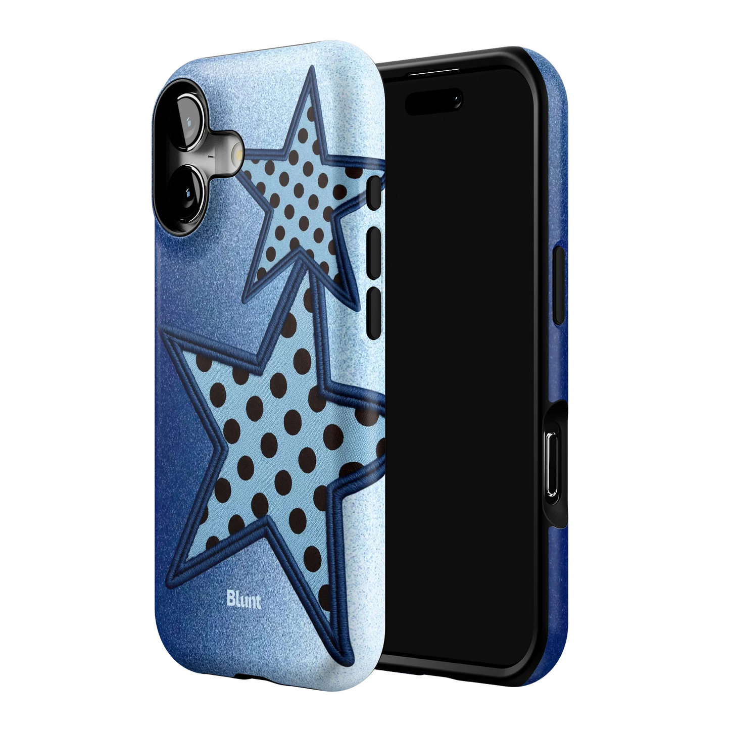 Blue Polka Star iPhone Case