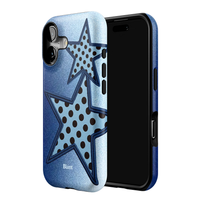 Blue Polka Star iPhone Case