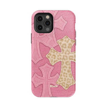 Pink Cheetah Cross iPhone Case