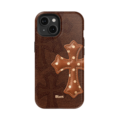 Brown Polka Cross iPhone Case