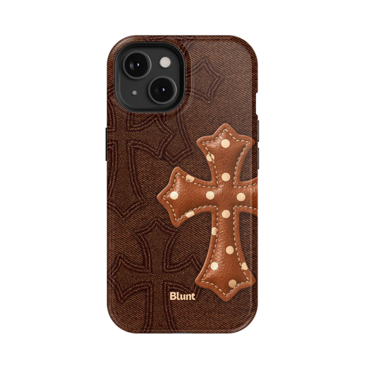 Brown Polka Cross iPhone Case