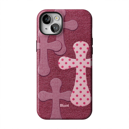 Pink-Polka-Patch-iphone-case-iPhone 14 Plus-1