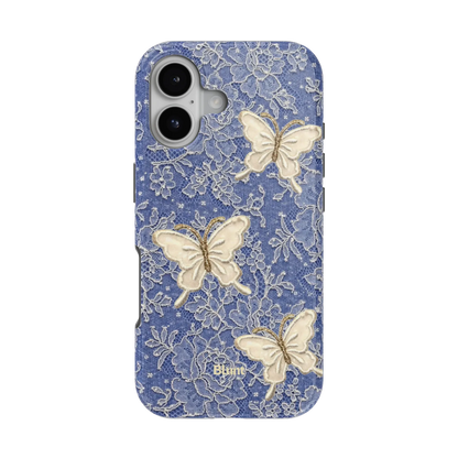 Blue Lace Butterfly iPhone Case