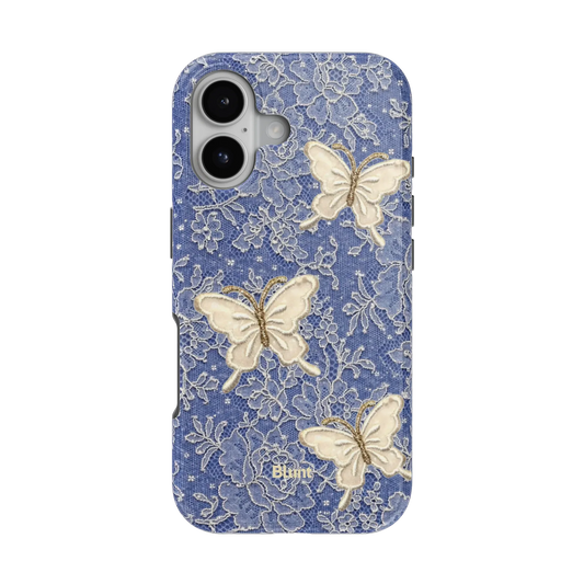 Blue Lace Butterfly iPhone Case