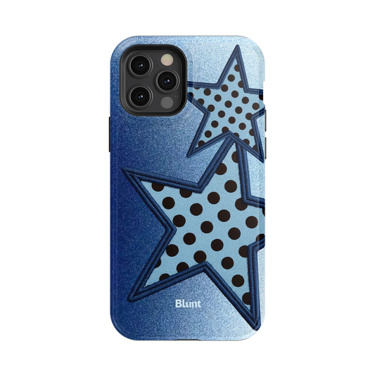 Blue Polka Star iPhone Case