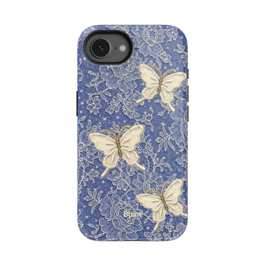 Blue Lace Butterfly iPhone Case