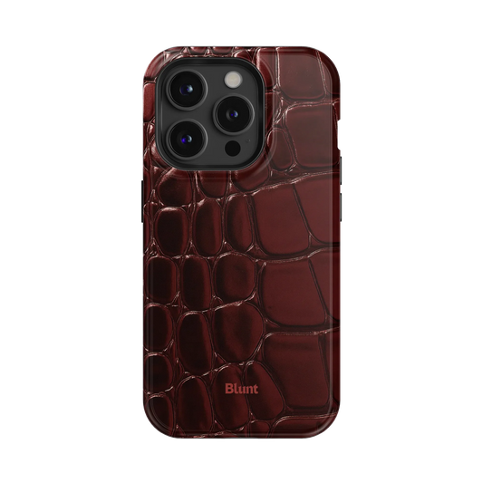 Oxblood Croc iPhone Case