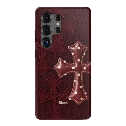 Maroon Polka Cross Samsung Case