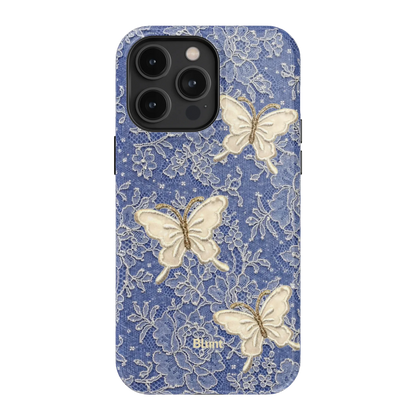 Blue Lace Butterfly iPhone Case