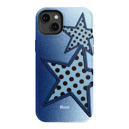 Blue Polka Star iPhone Case