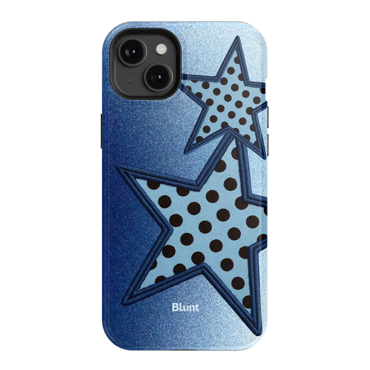 Blue Polka Star iPhone Case