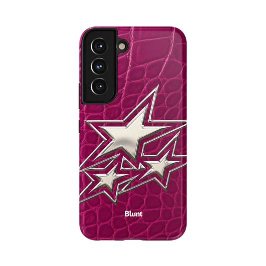 Dahlia Samsung Case: a bold pink crocodile pattern with metallic stars