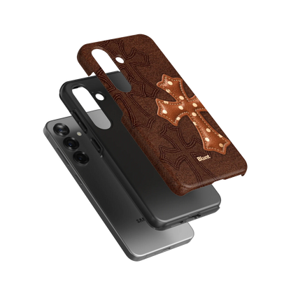 Brown Polka Cross Samsung Case