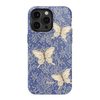 Blue Lace Butterfly iPhone Case