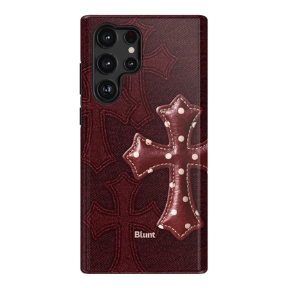 Maroon Polka Cross Samsung Case