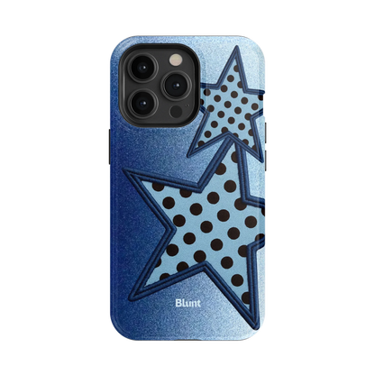 Blue Polka Star iPhone Case