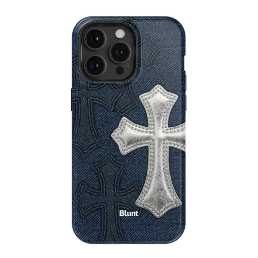 Silver Denim Cross iPhone Case