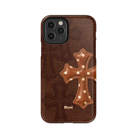 Brown Polka Cross iPhone Case