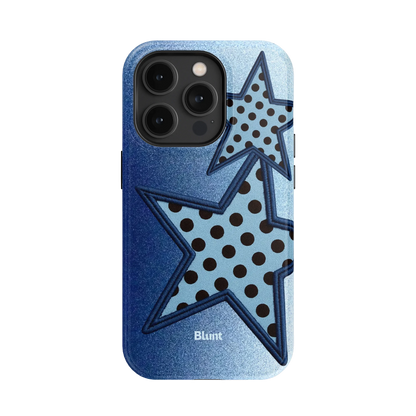 Blue Polka Star iPhone Case