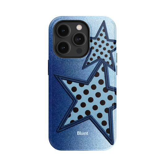 Blue Polka Star iPhone Case