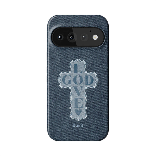 Love God Blue Cross Pixel Case - Blunt Cases