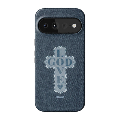 Love God Blue Cross Pixel Case - Blunt Cases