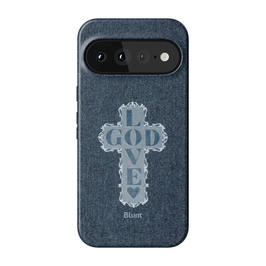 Love God Blue Cross Pixel Case - Blunt Cases