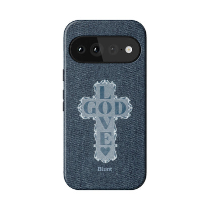 Love God Blue Cross Pixel Case - Blunt Cases