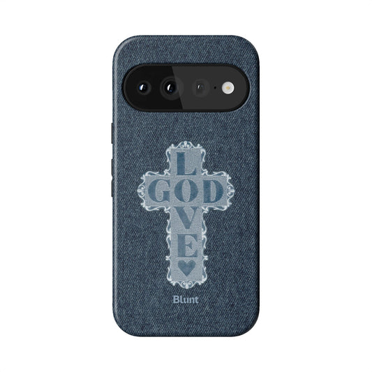 Love God Blue Cross Pixel Case - Blunt Cases