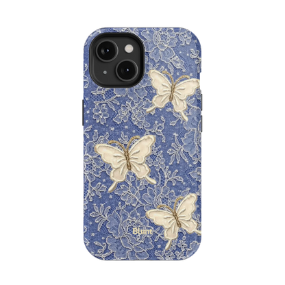Blue Lace Butterfly iPhone Case