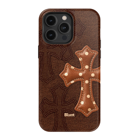 Brown Polka Cross iPhone Case