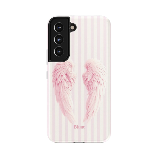 Blush Wing Samsung Case: retrovic pink wings set against pastel stripes