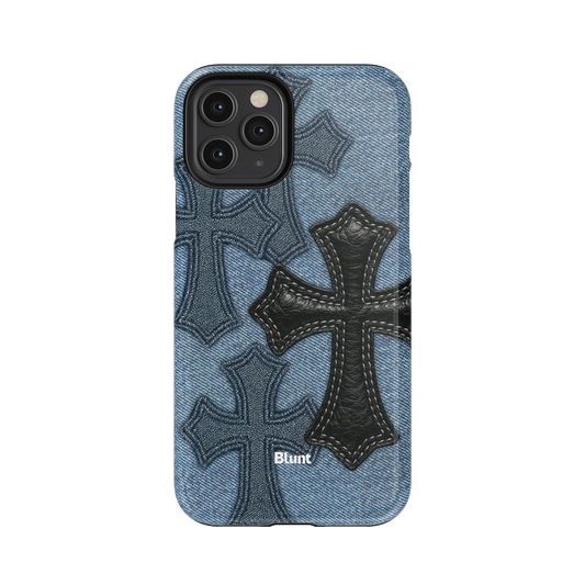 Denim Black Cross iPhone Case
