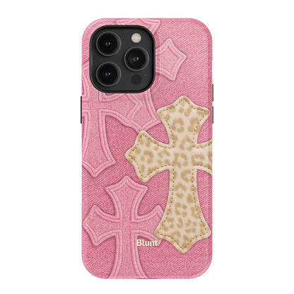 Pink Cheetah Cross iPhone Case