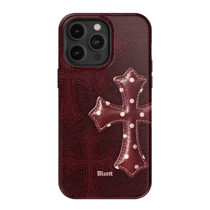 Maroon Polka Cross iPhone Case - Blunt Cases