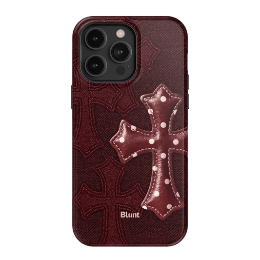 Maroon Polka Cross iPhone Case - Blunt Cases