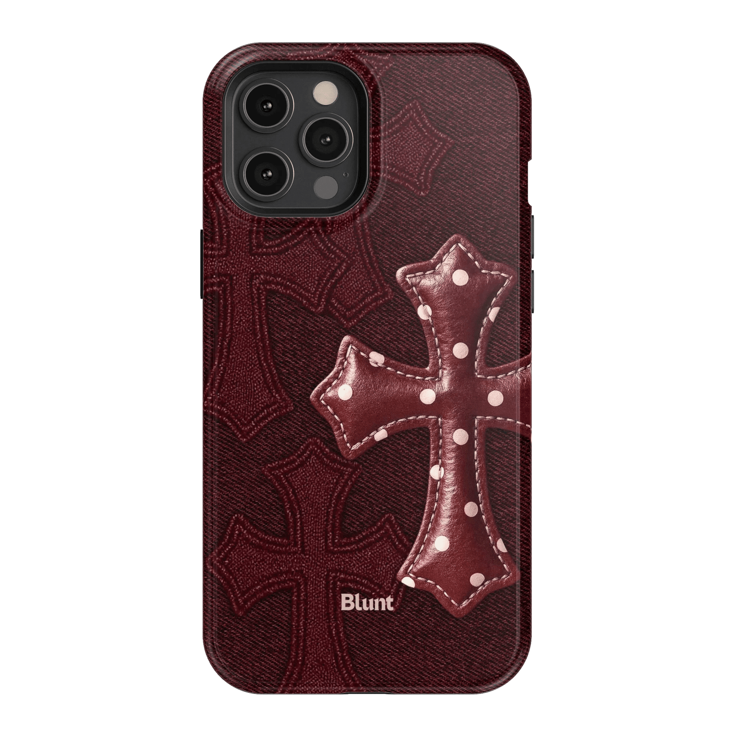 Maroon Polka Cross iPhone Case - Blunt Cases