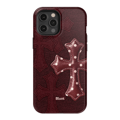 Maroon Polka Cross iPhone Case - Blunt Cases