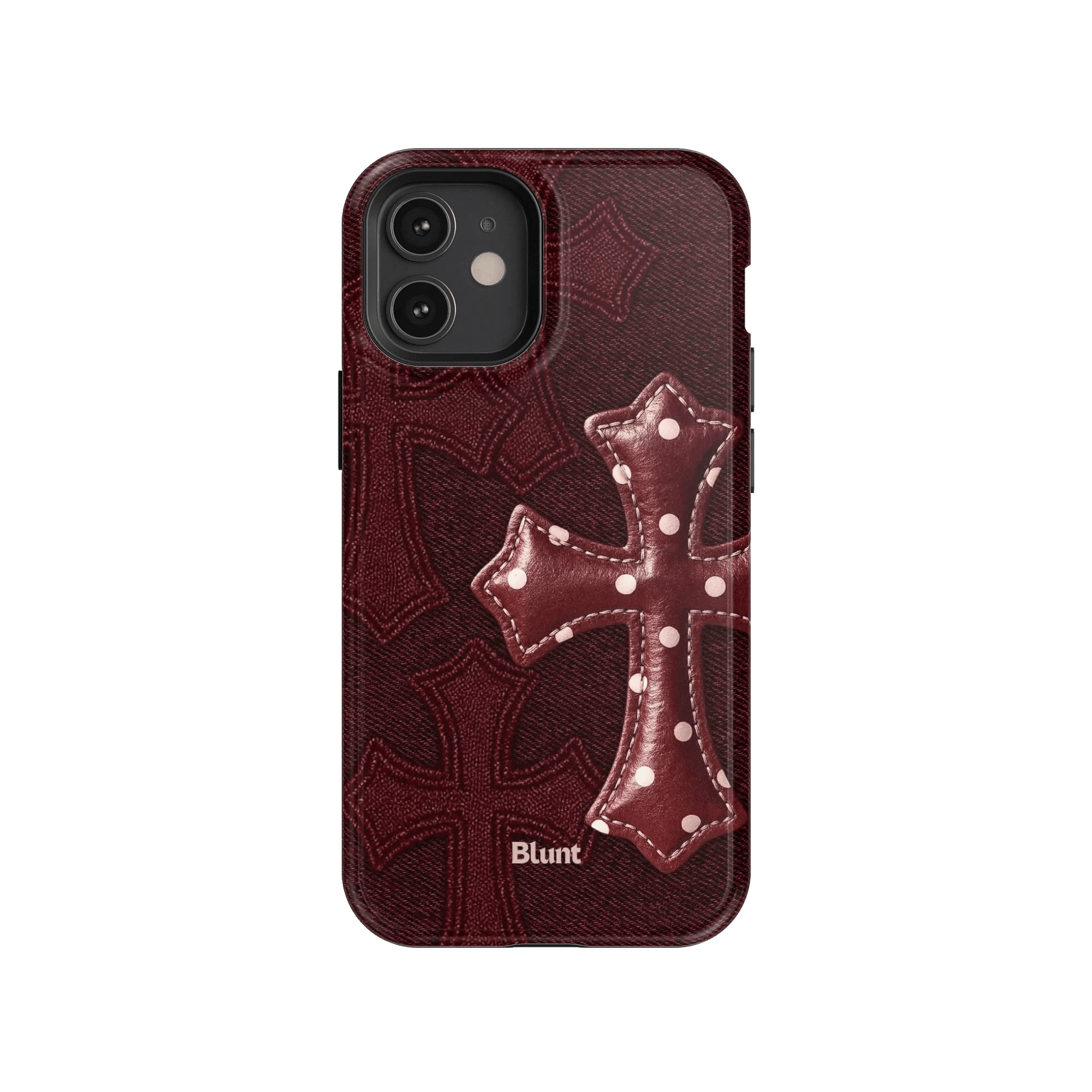 Maroon Polka Cross iPhone Case - Blunt Cases