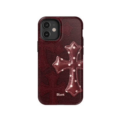 Maroon Polka Cross iPhone Case - Blunt Cases