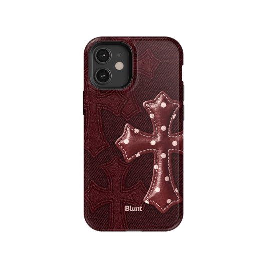 Maroon Polka Cross iPhone Case - Blunt Cases