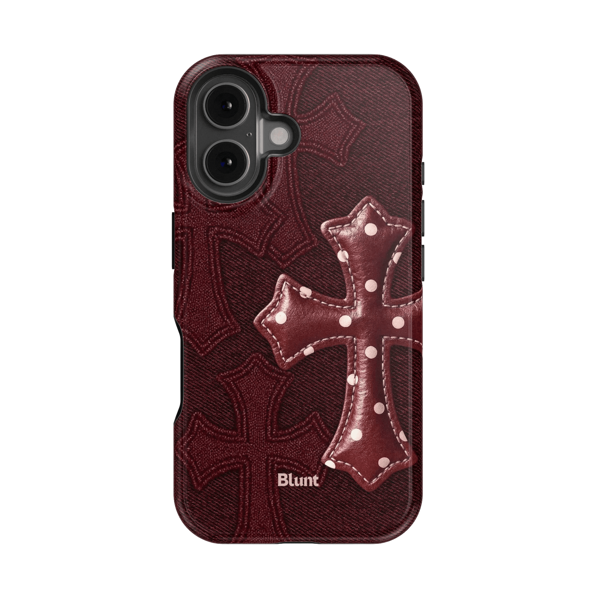 Maroon Polka Cross iPhone Case - Blunt Cases