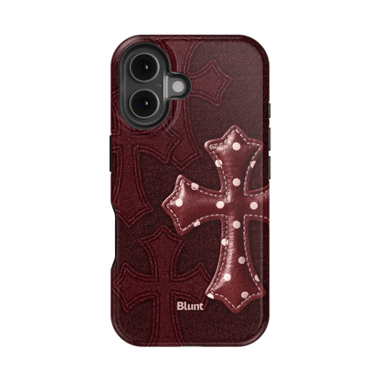 Maroon Polka Cross iPhone Case - Blunt Cases
