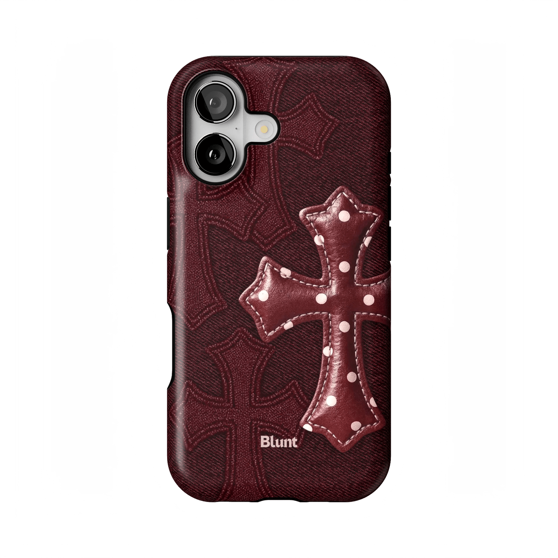 Maroon Polka Cross iPhone Case - Blunt Cases