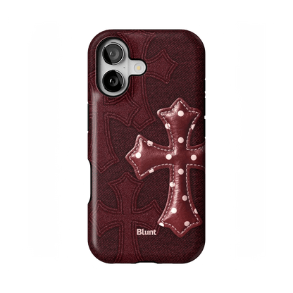 Maroon Polka Cross iPhone Case - Blunt Cases