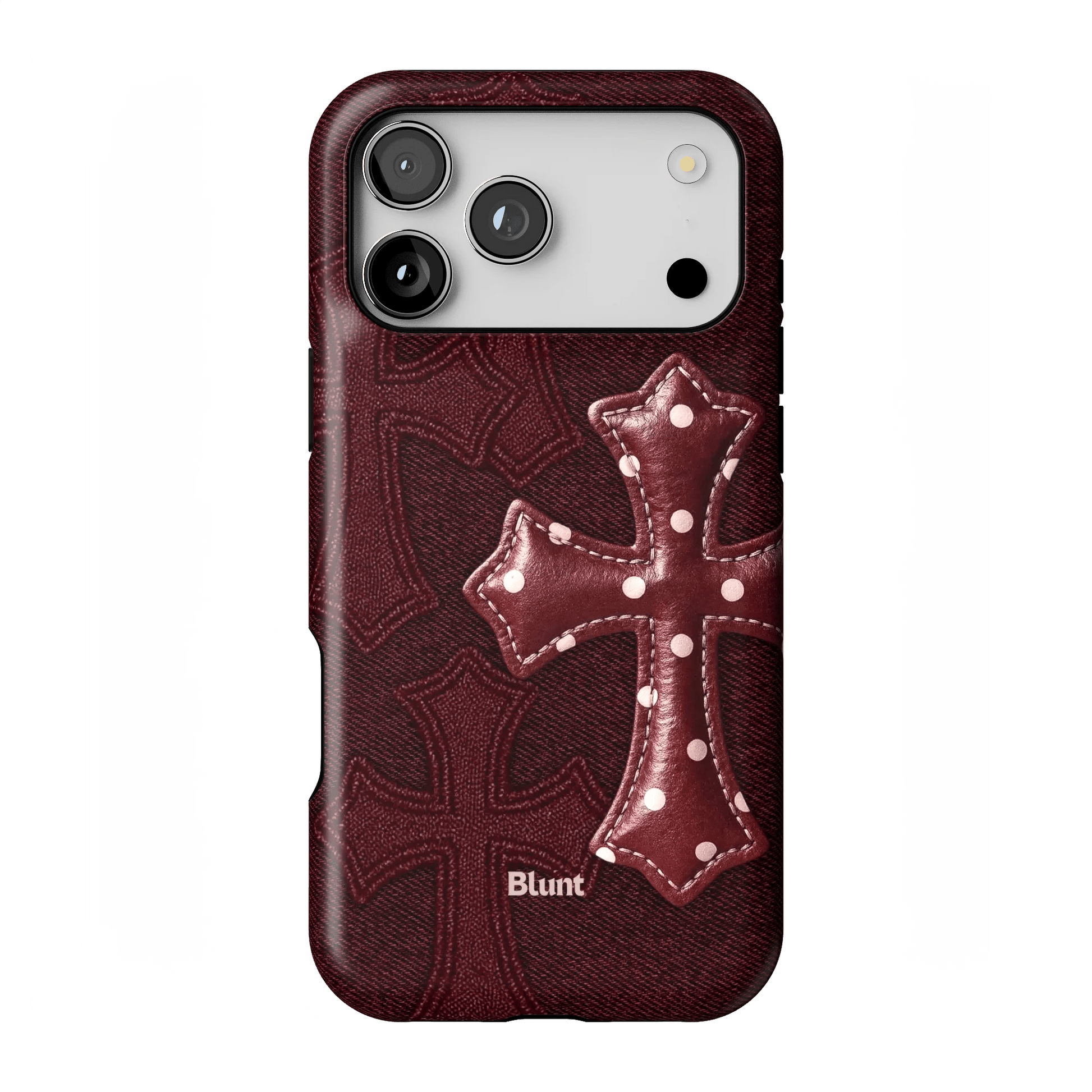 Maroon Polka Cross iPhone Case - Blunt Cases