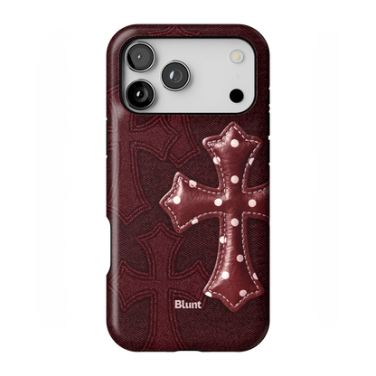 Maroon Polka Cross iPhone Case - Blunt Cases